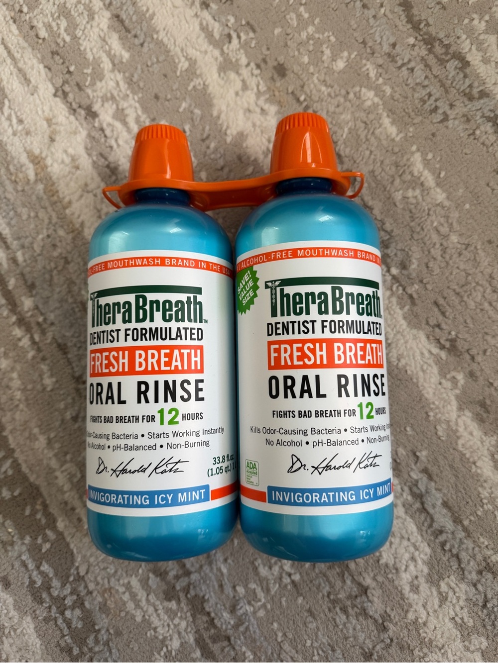 TheraBreath Fresh Breath Oral Rinse - Invigorating Icy Mint New 2 pack